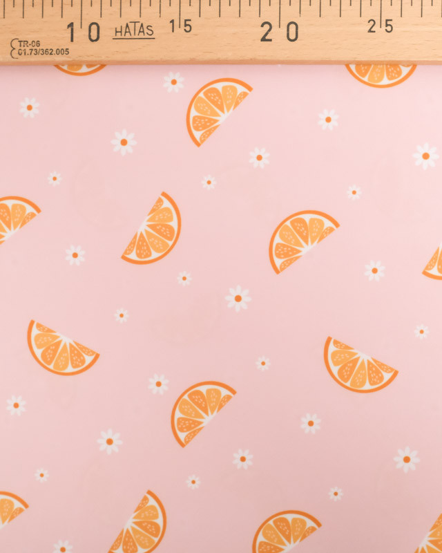Tissu Maillot de Bain Rose Agrume et Marguerite - Oeko-Tex -  Mercerine