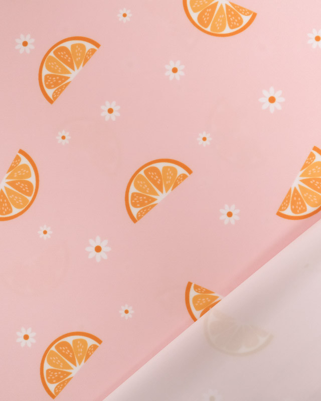 Tissu Maillot de Bain Rose Agrume et Marguerite - Oeko-Tex -  Mercerine