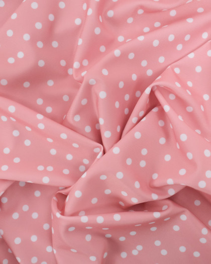 Tissu Maillot de Bain Rose Pois Blanc  - Oeko-Tex - Mercerine