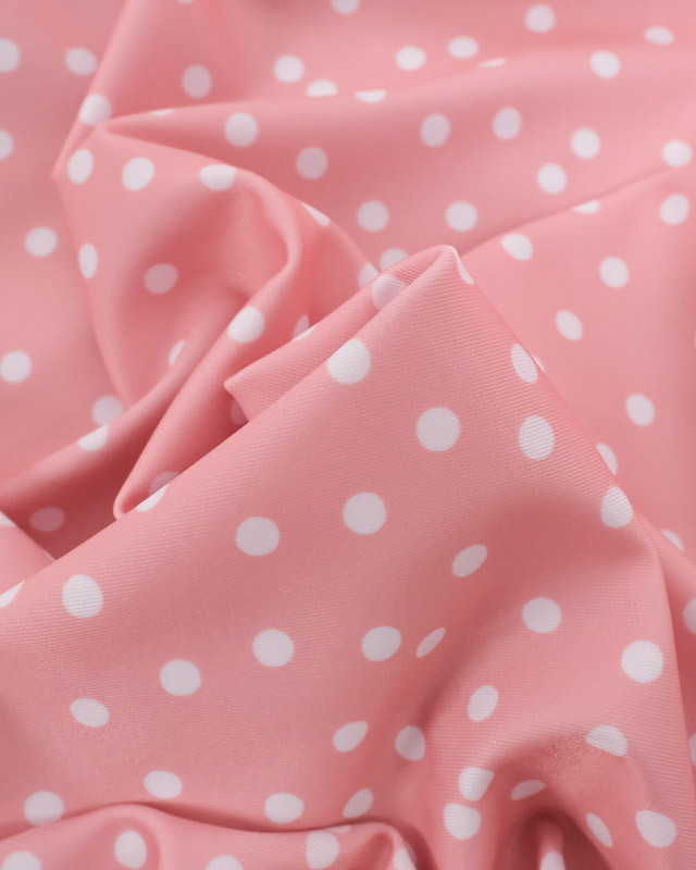 Tissu Maillot de Bain Rose Pois Blanc  - Oeko-Tex  -  Mercerine