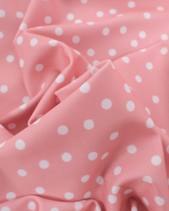 Tissu Maillot de Bain Rose Pois Blanc  - Oeko-Tex  -  Mercerine
