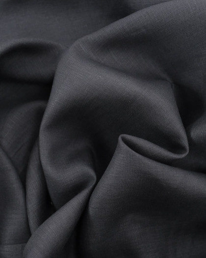 Tissu pur lin noir - Mercerine