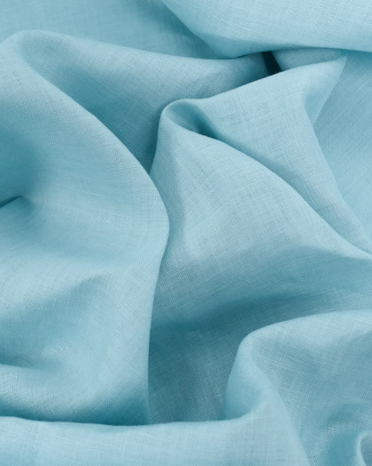 Tissu pur lin bleu aqua - Mercerine