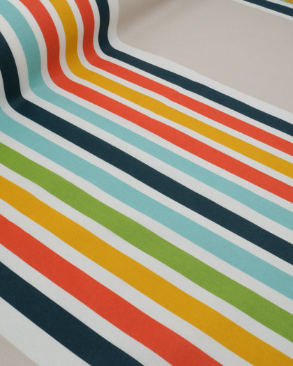 Tissu Enduit Couleur Lin Rayures Multicolore - Mercerine