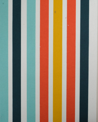Tissu Enduit Couleur Lin Rayures Multicolore - Mercerine