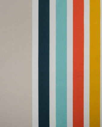 Tissu Enduit Couleur Lin Rayures Multicolore - Mercerine