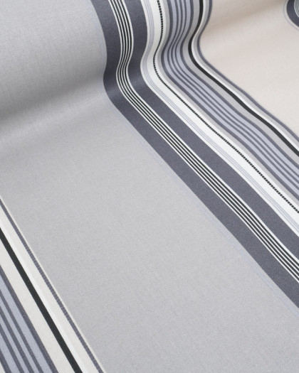Tissu Enduit Gris à Rayures - Mercerine