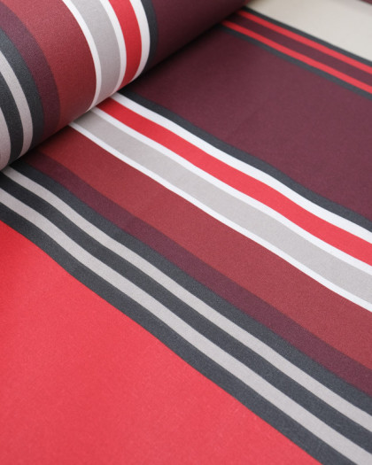 Tissu Enduit Bordeaux à Rayures - Mercerine
