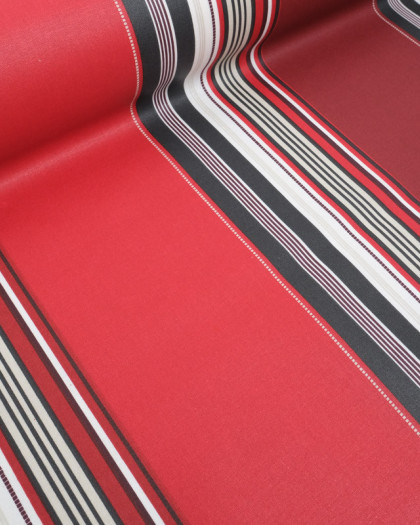 Tissu Enduit Rouge à Rayures - Mercerine