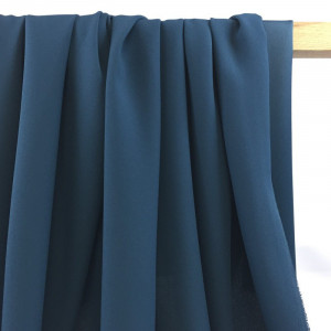 Tissu crêpe envers satin bleu gris Cristina x10cm -  Mercerine