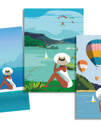 Torchons fantaisie :  motif au bord de lac d'Annecy - Mercerine