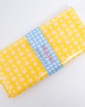 Coupon Coton Enduit Petit Pan Elytis Jaune 50x70cm - Oeko-Tex - Mercerine