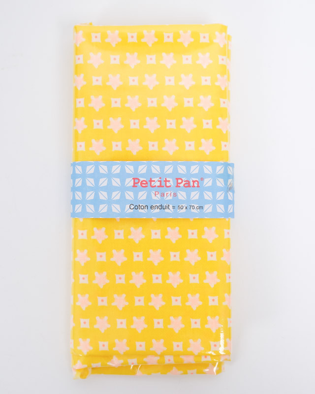 Coupon Coton Enduit Petit Pan Elytis Jaune 50x70cm - Oeko-Tex - Mercerine