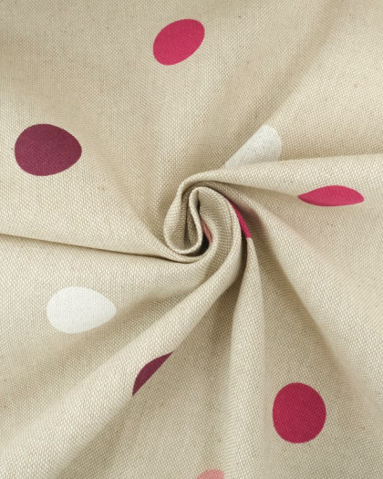 Tissu Palace Effet Lin Pois Roses - Mercerine