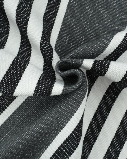 Toile Lourde Luz Anthracite à Rayures - Mercerine