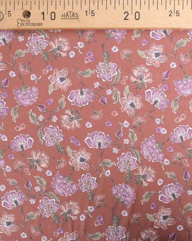 Viscose Chocolat Imprimé Fleurie Violet - Mercerine