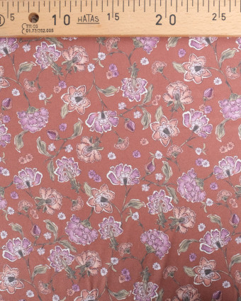 Viscose Chocolat Imprimé Fleurie Violet - Mercerine