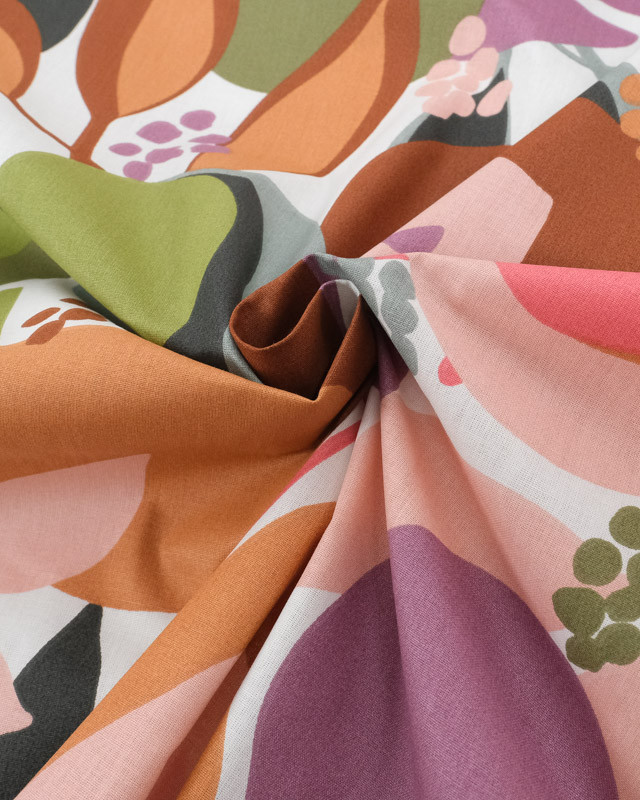 Tissu Coton Blanc Joli Motif Fruits Colorés - Mercerine