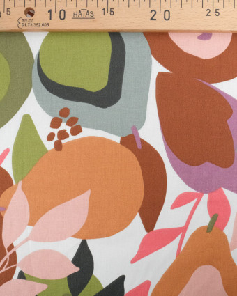 Tissu Coton Blanc Joli Motif Fruits Colorés - Mercerine