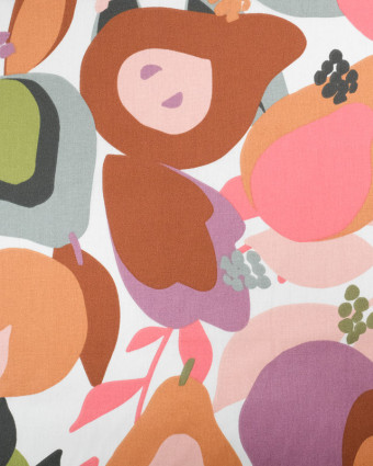 Tissu Coton Blanc Joli Motif Fruits Colorés - Mercerine