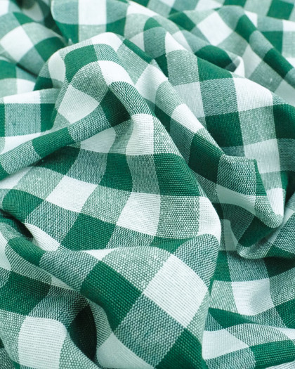 Tissu Vichy Vert Bouteille Menorca - 280 cm - Oeko-Tex - Mercerine