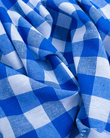 Tissu Vichy Bleu Roi Menorca - 280 cm - Oeko-Tex - Mercerine