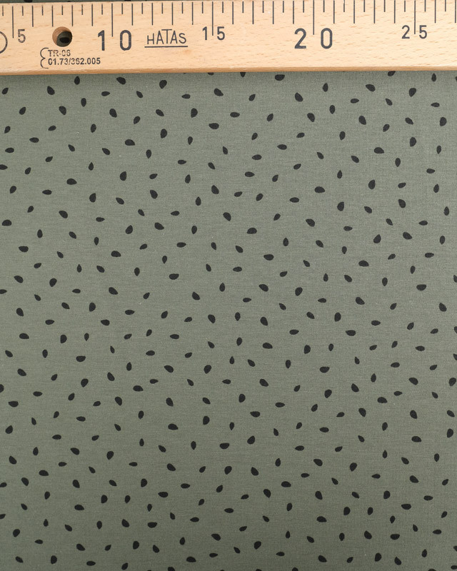 Tissu Coton Modal Stretch Kaki Tacheté Noir - Mercerine