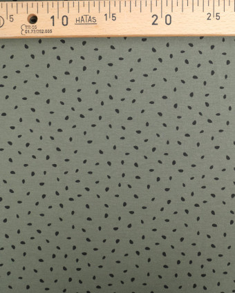 Tissu Coton Modal Stretch Kaki Tacheté Noir - Mercerine