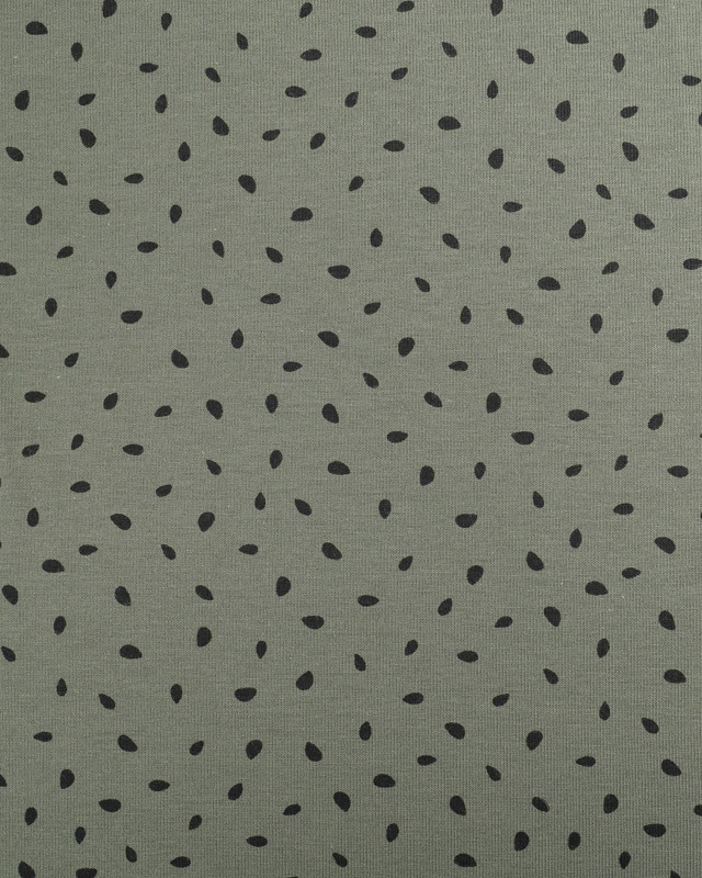 Tissu Coton Modal Stretch Kaki Tacheté Noir - Mercerine