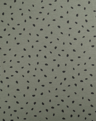 Tissu Coton Modal Stretch Kaki Tacheté Noir - Mercerine