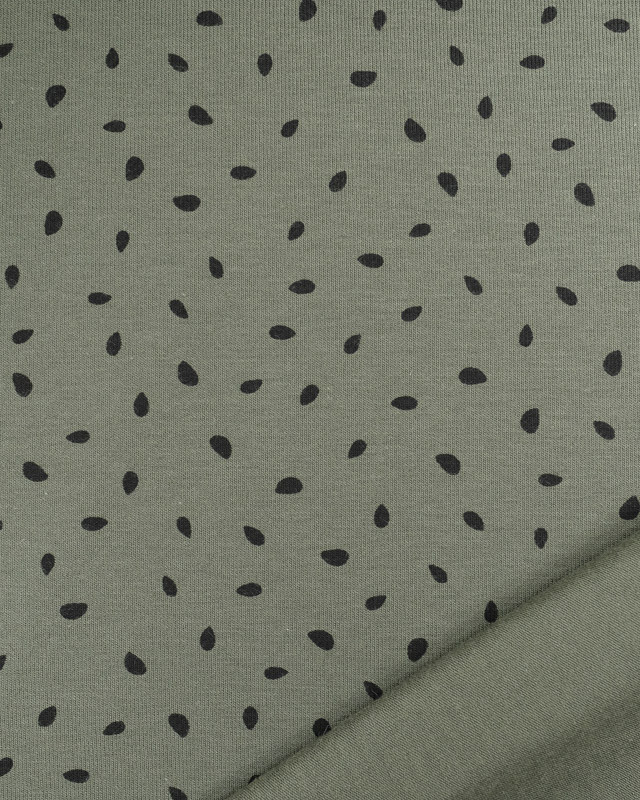 Tissu Coton Modal Stretch Kaki Tacheté Noir - Mercerine
