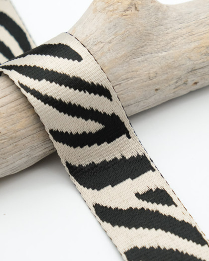 Sangle fantaisie zèbre noire et beige - Mercerine