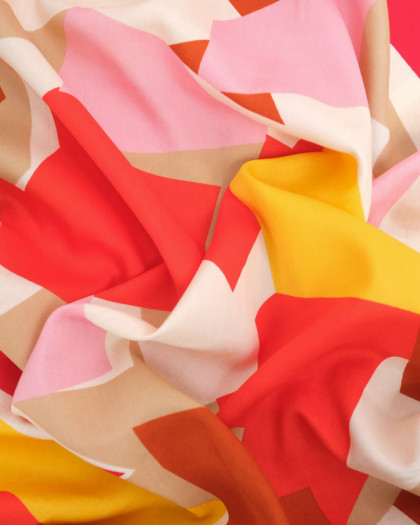 Viscose Motif Abstrait Géométrique Multicolore - Mercerine