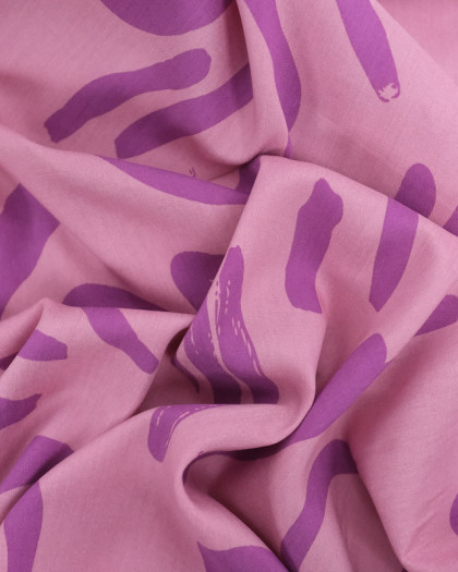 Tissu Viscose Rose Motif Abstrait Violet - Mercerine