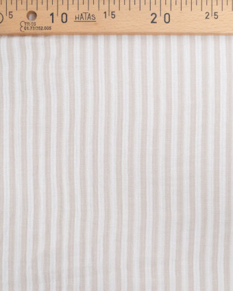 Tissu Double Gaze à Rayures Beige et Blanc Cassé - Mercerine