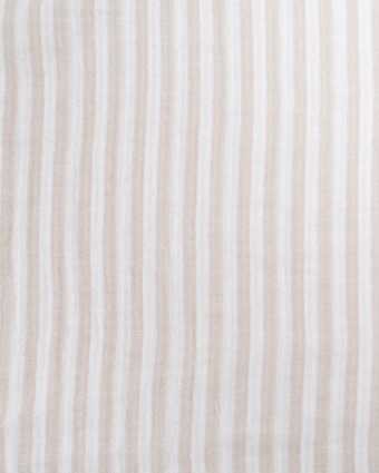 Tissu Double Gaze à Rayures Beige et Blanc Cassé - Mercerine