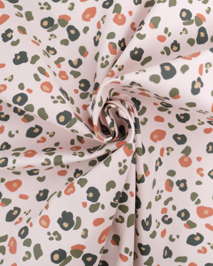 Tissu Imperméable Nude Motif Léopard Kaki et Terracotta - Oeko-Tex - Mercerine