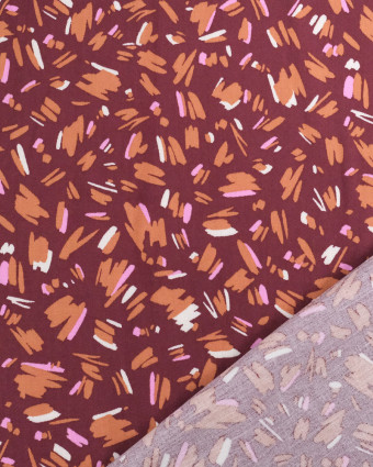 Viscose Prune Motif Abstrait Caramel - Poppy Design - Mercerine