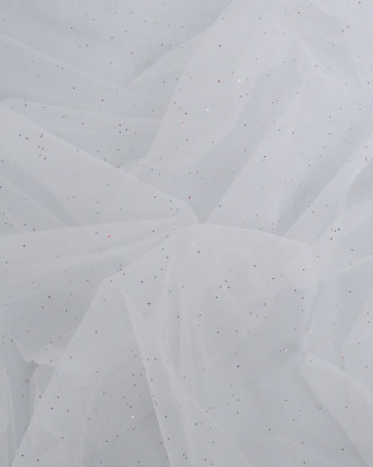 Tissu Tulle Pailleté Blanc  - Mercerine