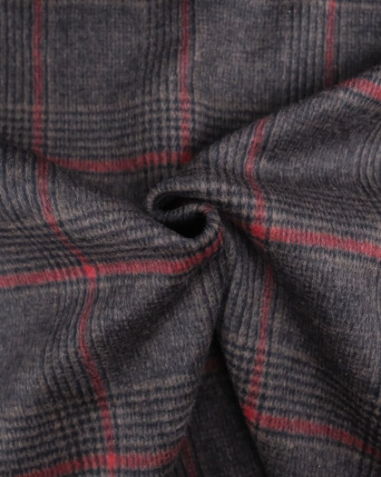 Tissu 100% laine carreaux réversible - Mercerine