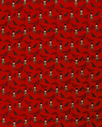 Tissu Coton Rouge Figurine De Noël Rouge - Oeko-Tex - Mercerine