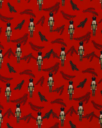 Tissu Coton Rouge Figurine De Noël Rouge - Oeko-Tex - Mercerine