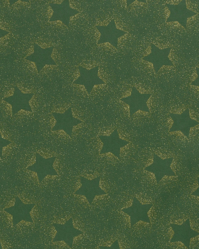 Tissu Coton de Noël Vert Motif Etoile - Oeko-Tex - Mercerine