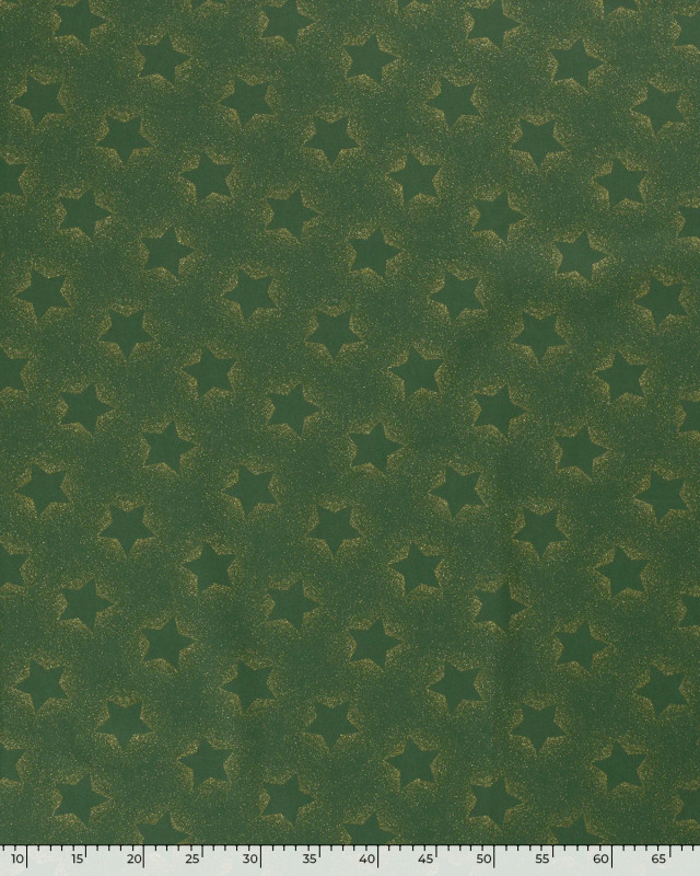 Tissu Coton de Noël Vert Motif Etoile - Oeko-Tex - Mercerine