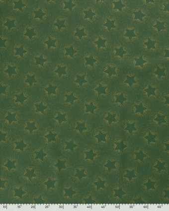 Tissu Coton de Noël Vert Motif Etoile - Oeko-Tex - Mercerine