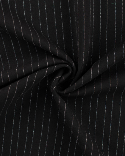 Tissu Jersey Noir Rayures Lurex Argent  - Mercerine
