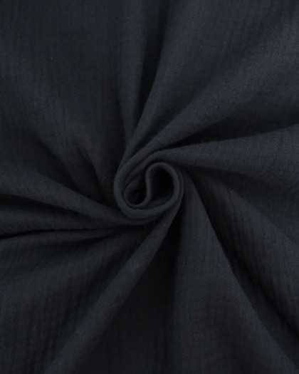 Tissu Double Gaze  Noir Oeko-tex Thaïs - Mercerine