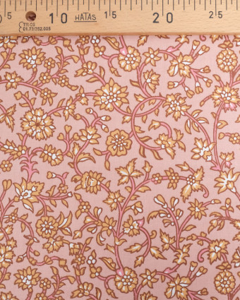 Tissu Coton Rose Poudré Joli Motif Fleuri - Oeko-Tex - Mercerine