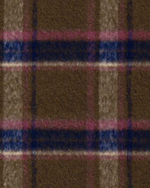 Tissu À Carreau Pour Manteau Chocolat Bleu et Violet - Mercerine