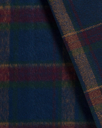 Tissu À Carreau Bleu Pour Manteau léger Bleu Marine - Mercerine